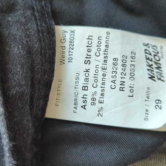 Naked & Famous Denim Black Jeans Weird Guy - Picture 5 of 7